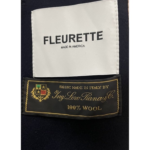 Fleurette Loro Piana Navy Blue Wool Double Breasted Peacoat Women's 16 USA Made - Picture 5 of 7